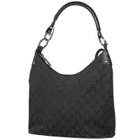 Gucci Gg Shoulder Bag Hobo Handbag Canvas Black